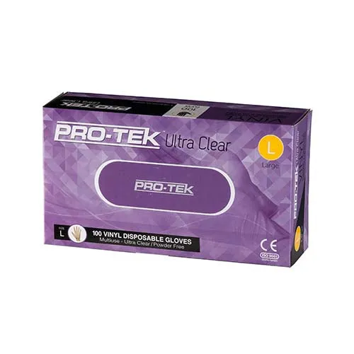 ProTek Ultra Clear Vinyl Gloves Powder Free Large