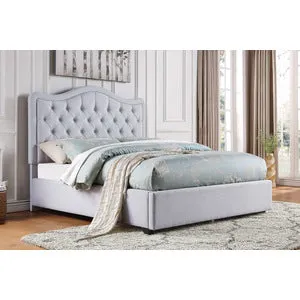 Queen Platform Bed with Storage Drawers and Button-Tufted Headboard