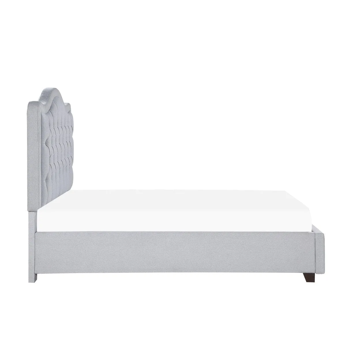 Queen Platform Bed with Storage Drawers and Button-Tufted Headboard