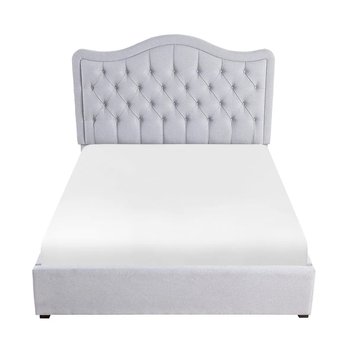 Queen Platform Bed with Storage Drawers and Button-Tufted Headboard