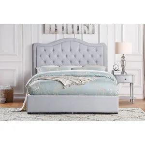 Queen Platform Bed with Storage Drawers and Button-Tufted Headboard