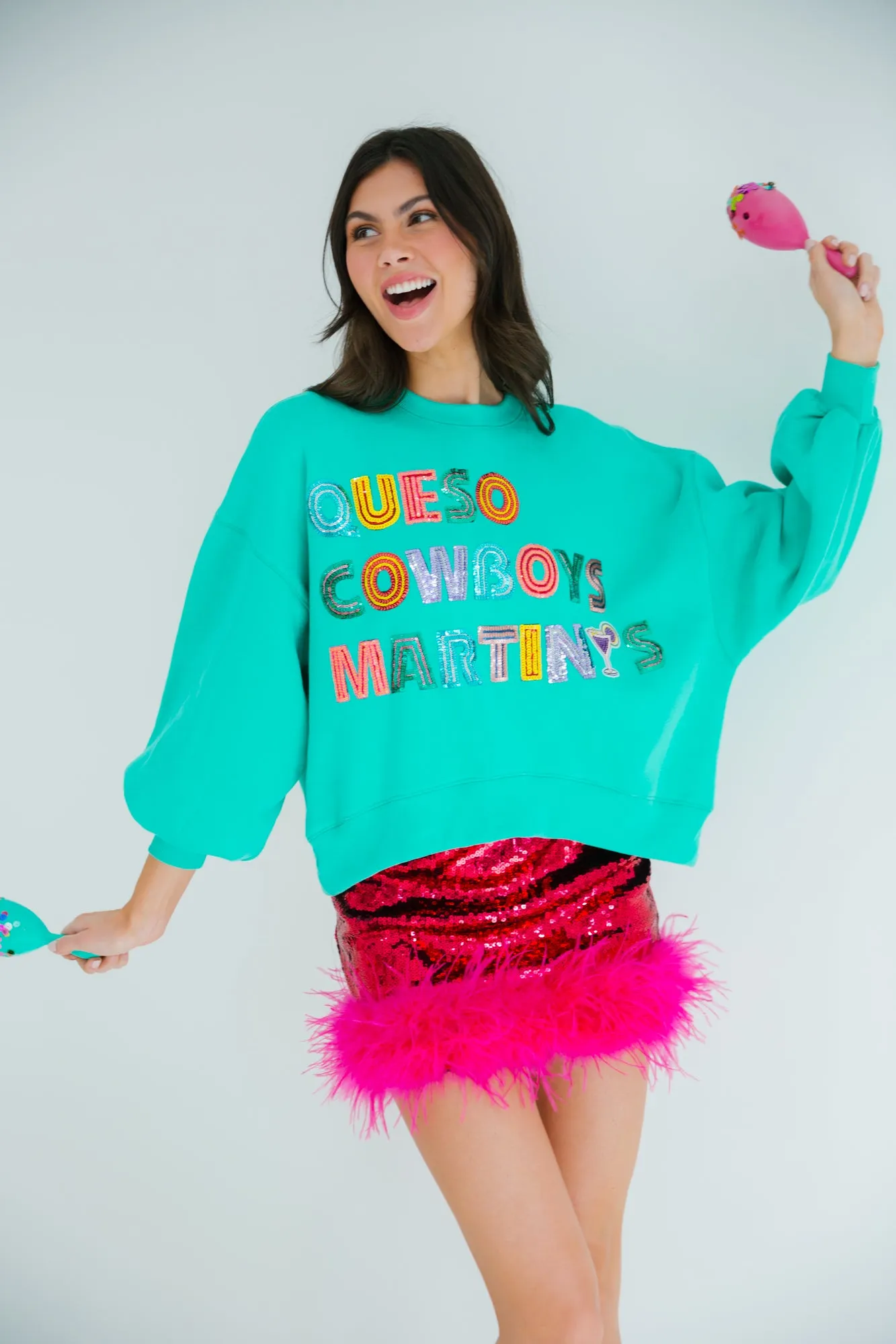 QUESO COWBOYS MARTINIS MINT PULLOVER