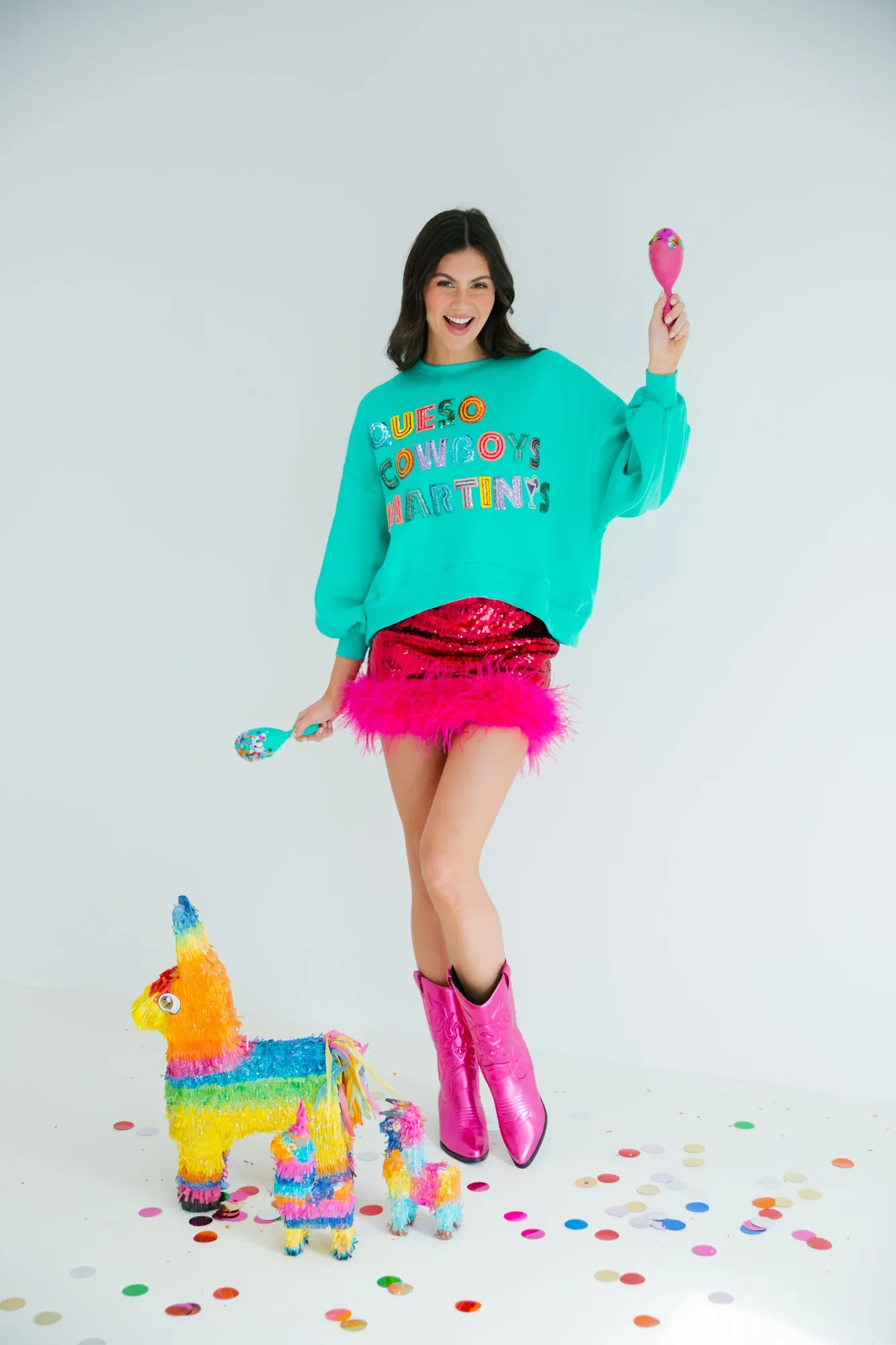 QUESO COWBOYS MARTINIS MINT PULLOVER