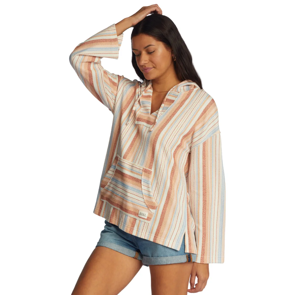 Roxy Women's Waves And Rays Stripe Poncho Hoodie