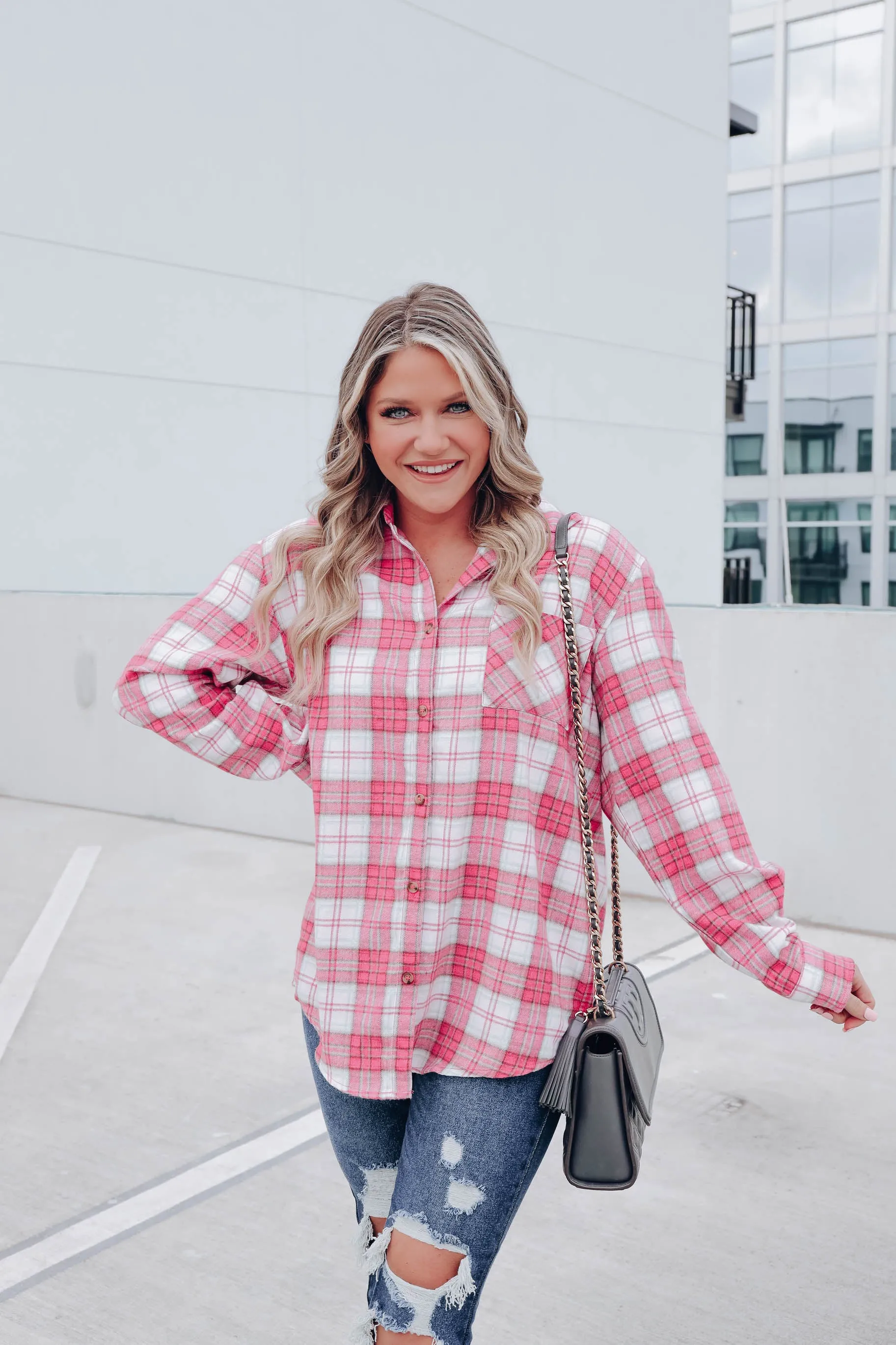 Simply Put Plaid Flannel - Dark Pink