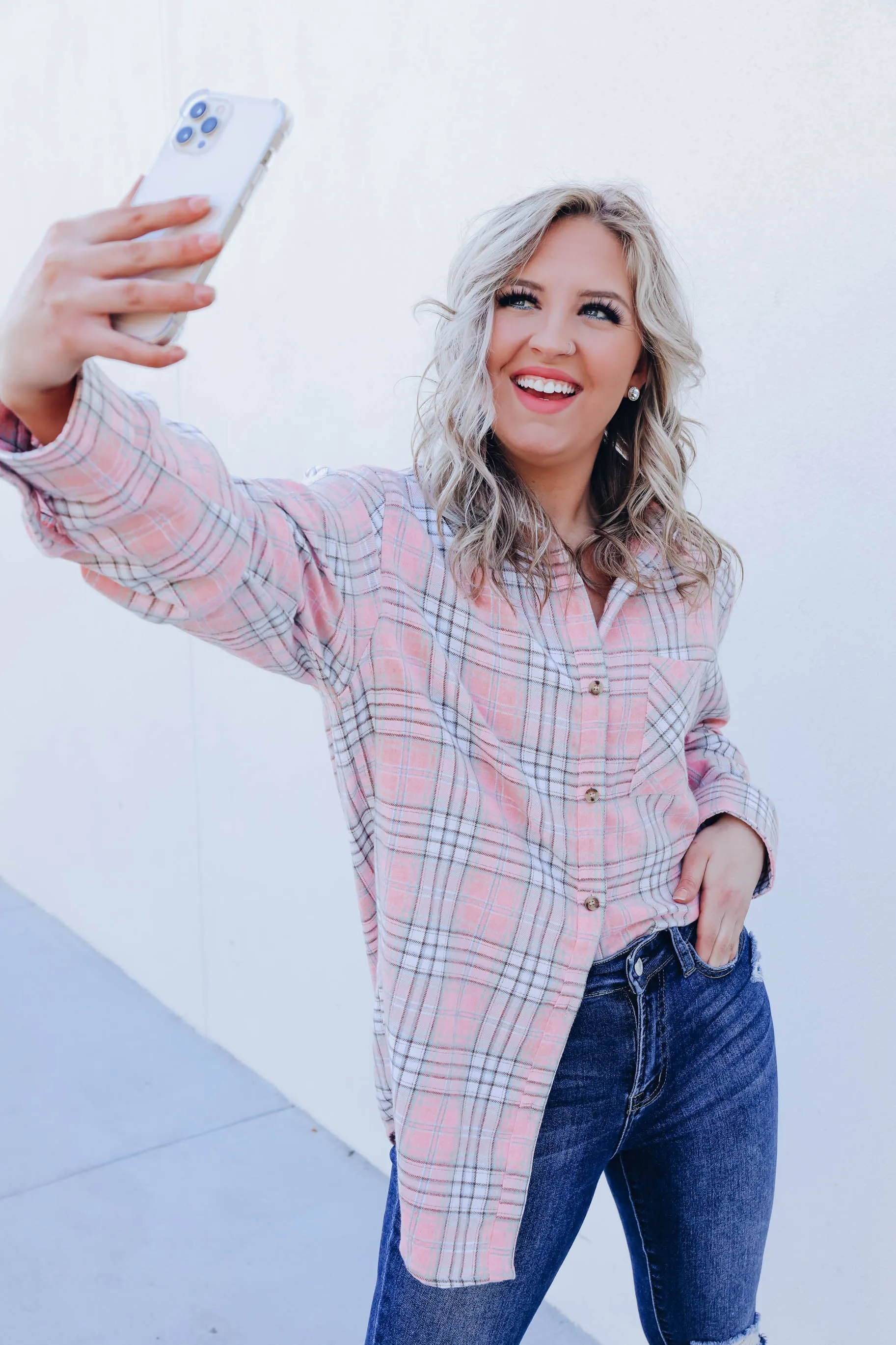 Simply Put Plaid Flannel - Dusty Pink