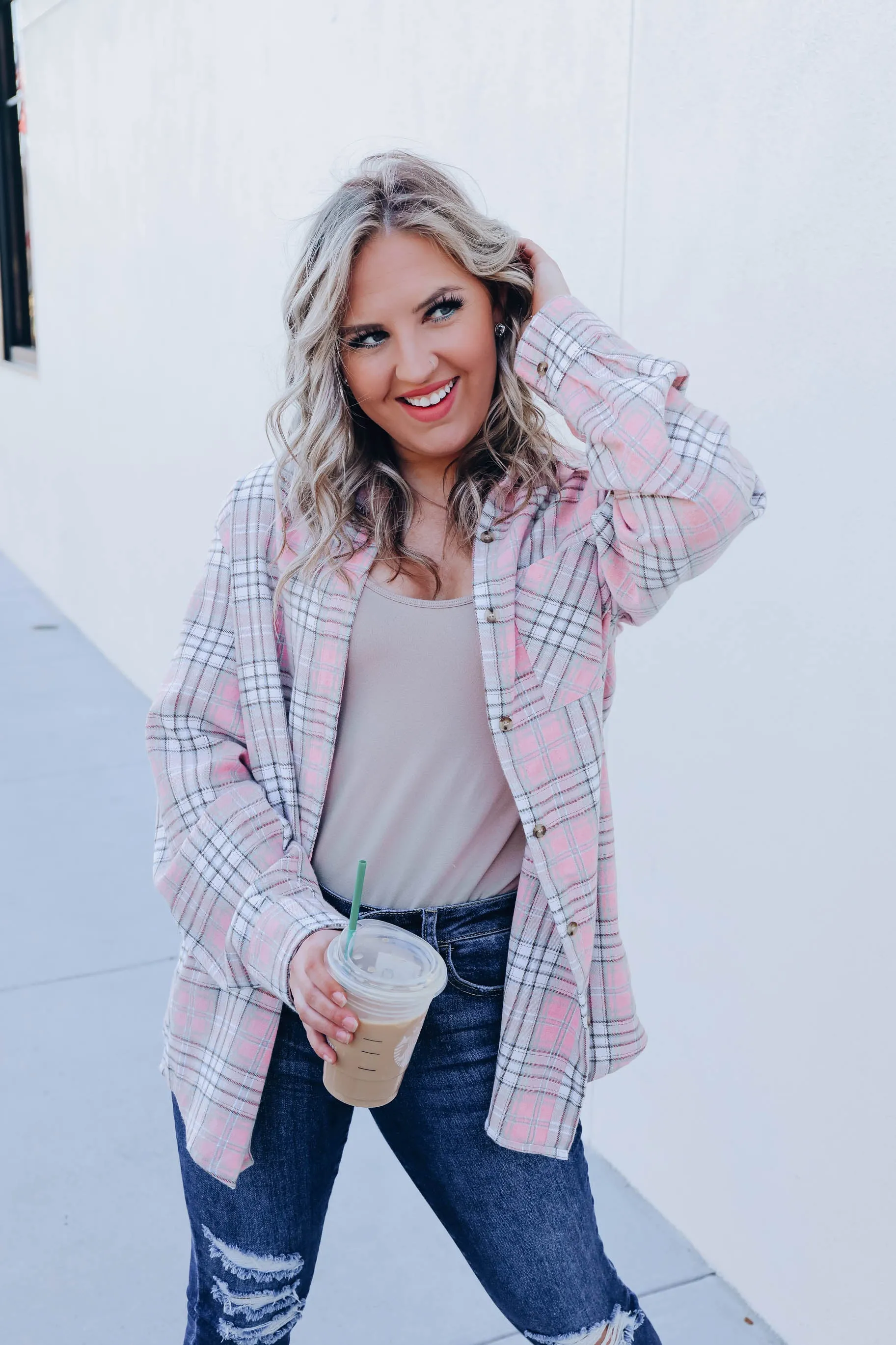 Simply Put Plaid Flannel - Dusty Pink