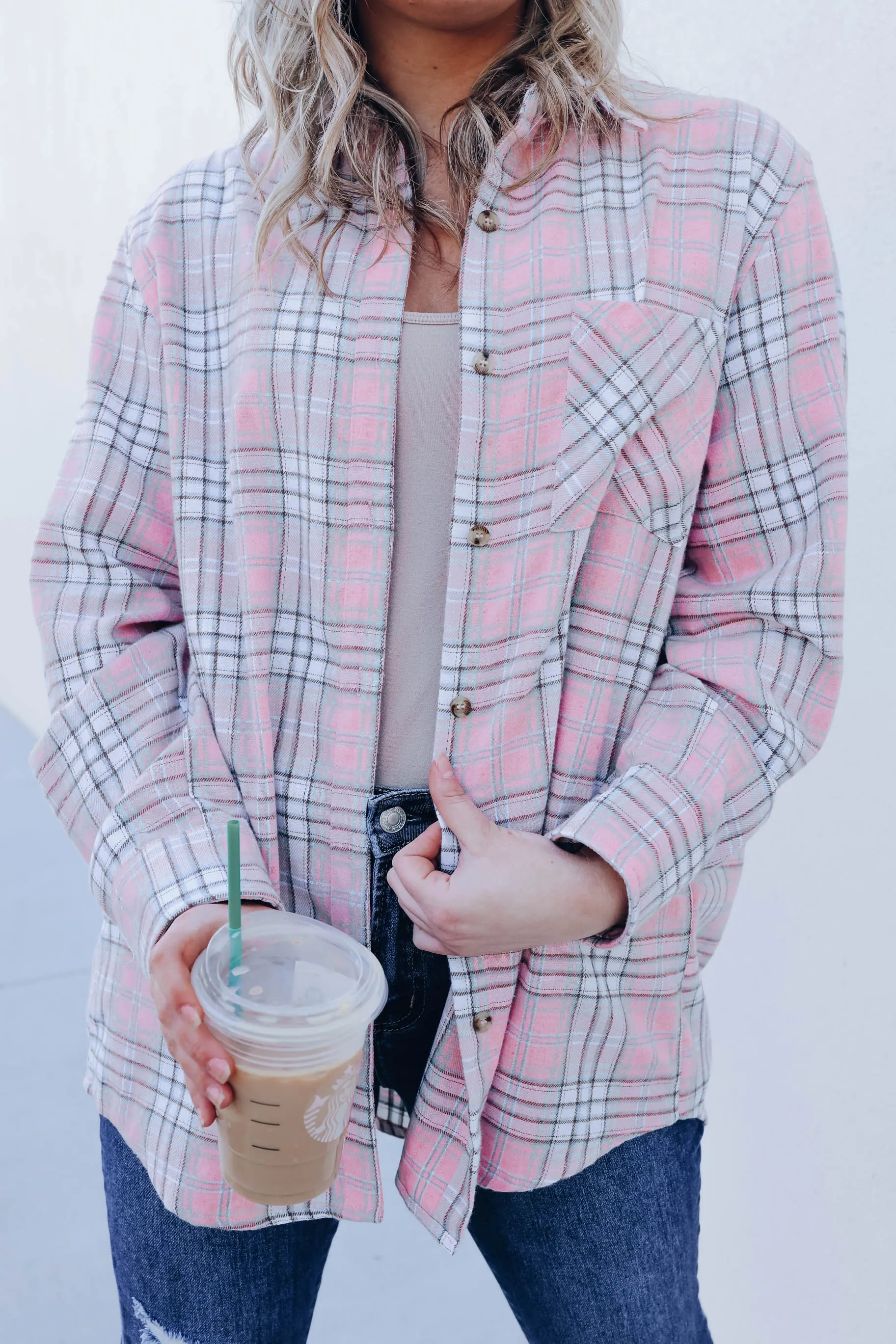 Simply Put Plaid Flannel - Dusty Pink