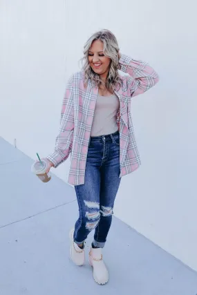 Simply Put Plaid Flannel - Dusty Pink