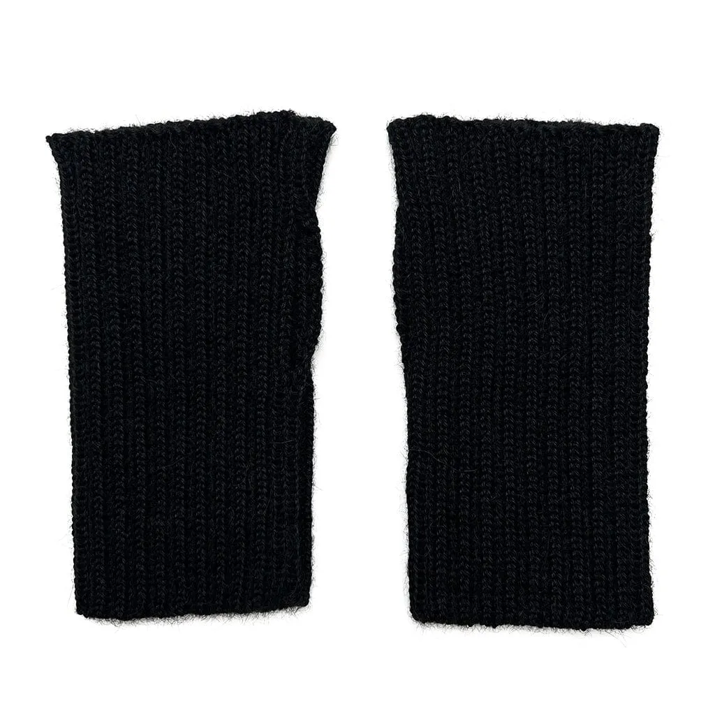 SLATE   SALT Women's Black Minimalist Alpaca Fingerless Gloves