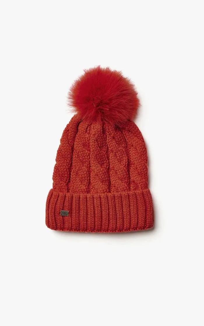 SOIA&KYO AMALIE-TN - Cable-Knit Hat With Detachable Feather Pompom