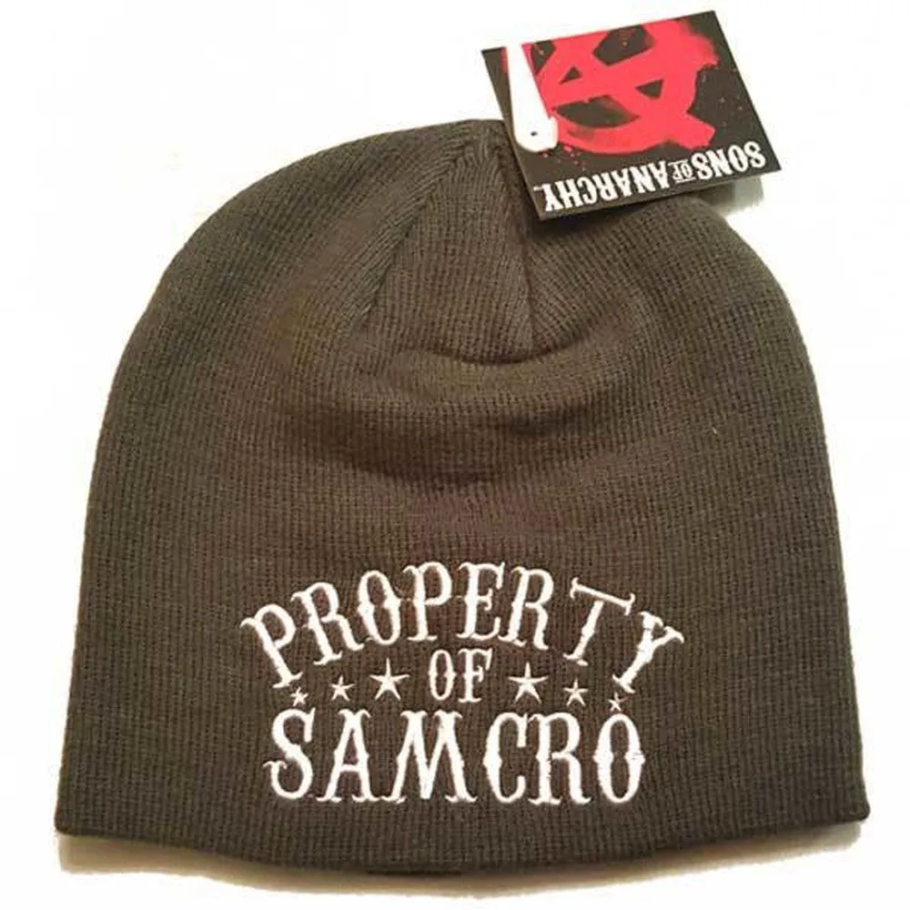 Sons Of Anarchy Property Of SAMCRO GRAY SOA Beanie Knit Cap Hat