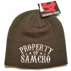 Sons Of Anarchy Property Of SAMCRO GRAY SOA Beanie Knit Cap Hat