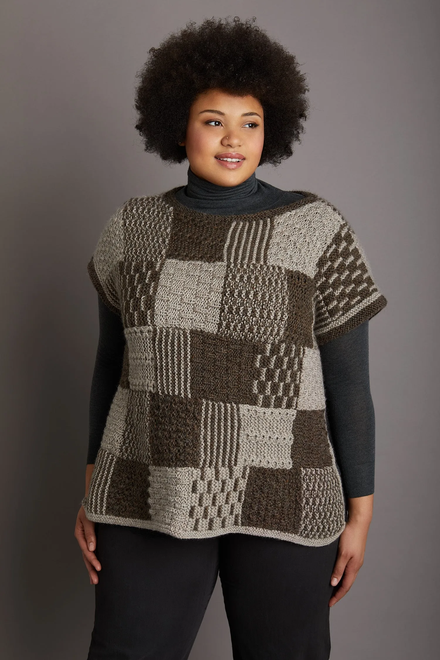 Stitch Pattern Poncho (Knit) - Version 2