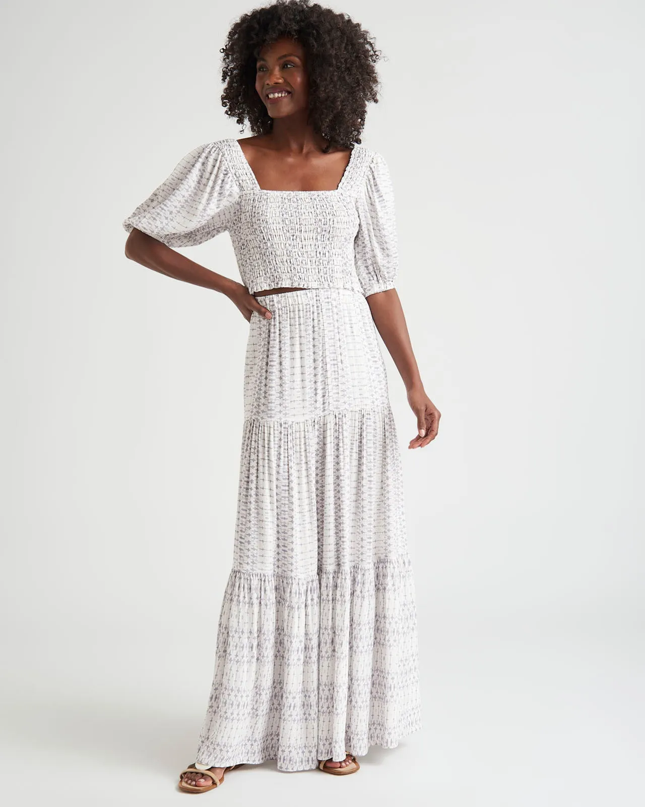 Striped Nella Tiered Maxi Skirt