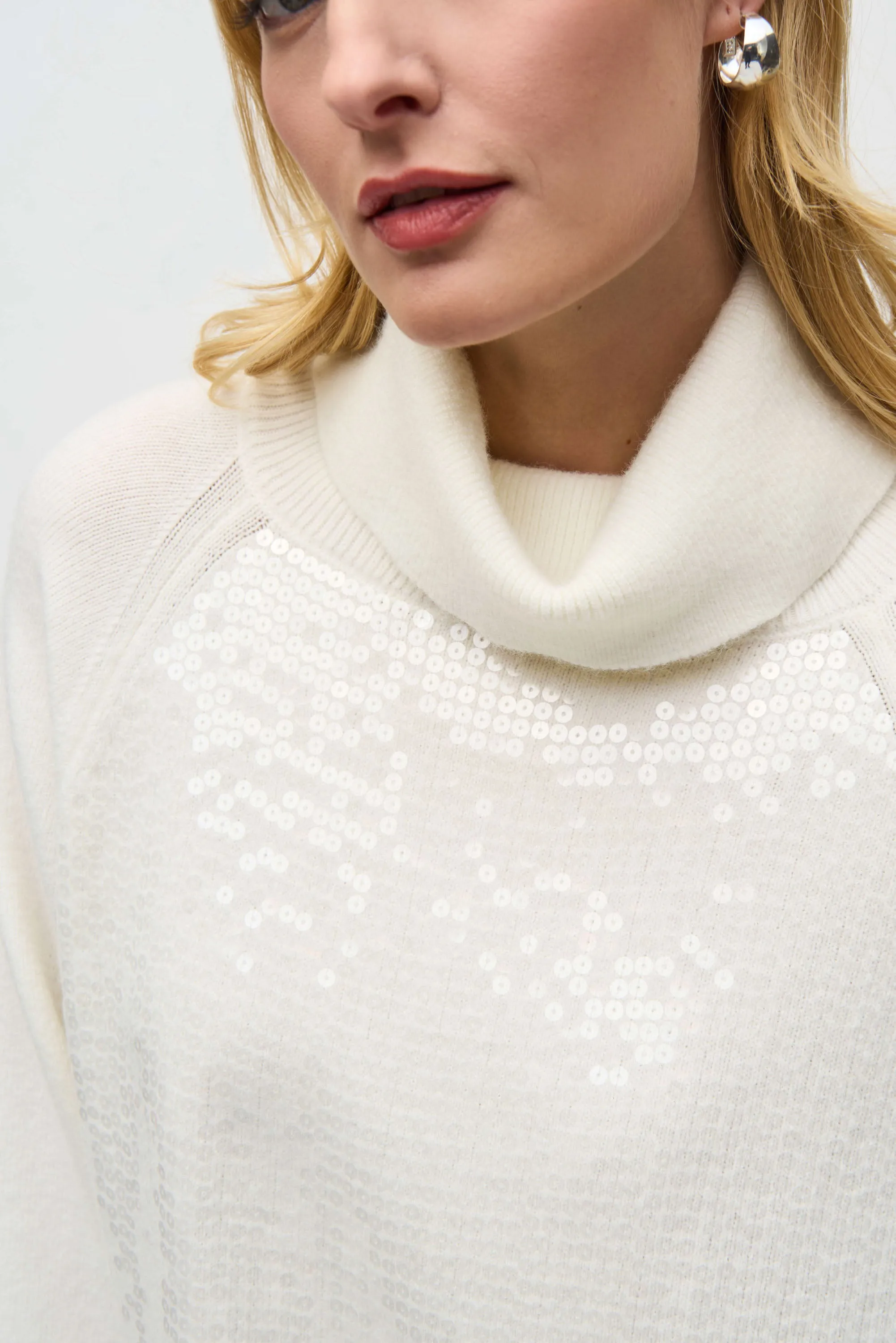 Sweater Knit Boxy Top With Sequins Detail