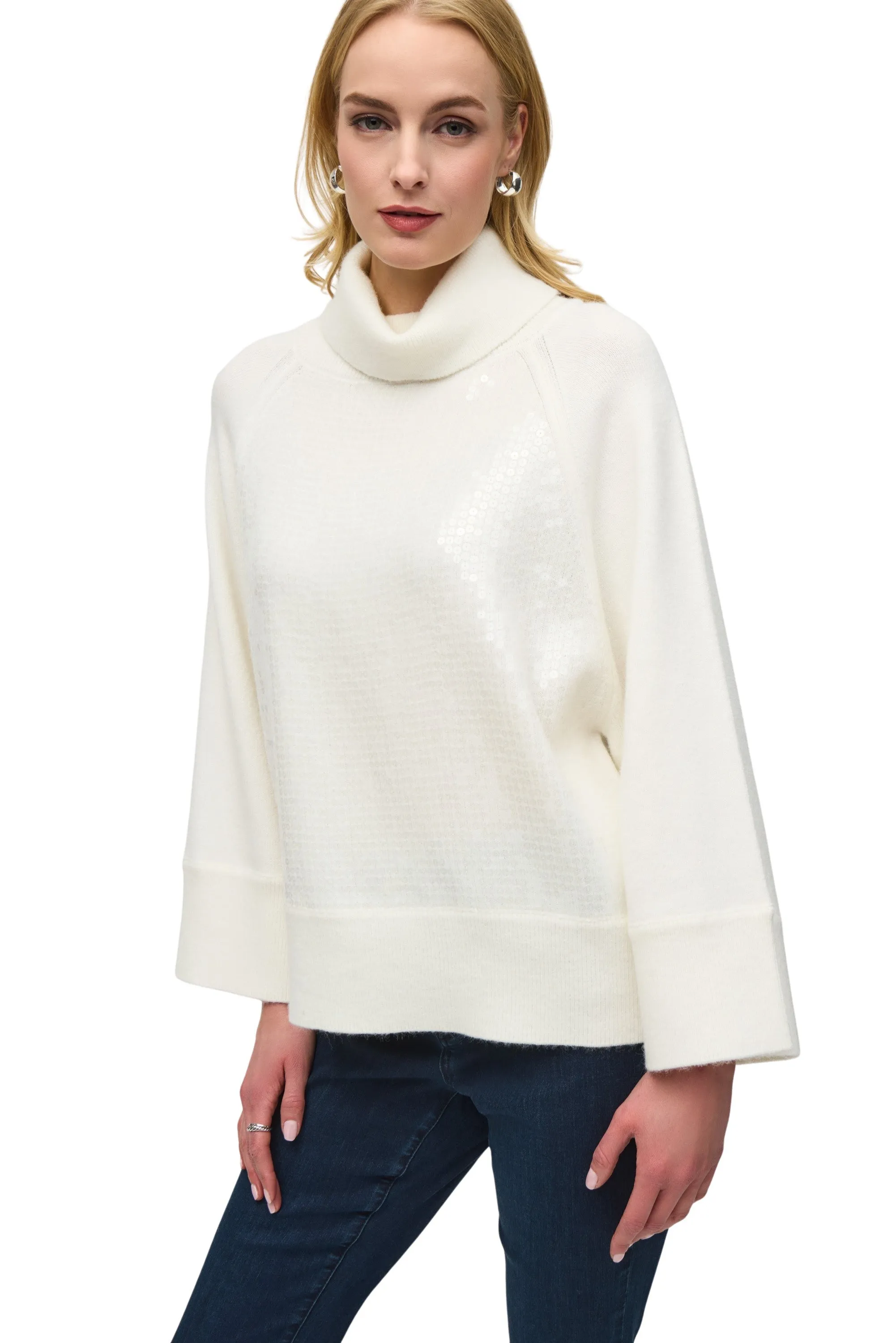 Sweater Knit Boxy Top With Sequins Detail