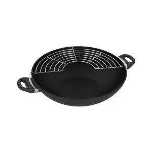 Swiss Diamond XD Non-stick Wok with Lid & Tempura Rack 6L