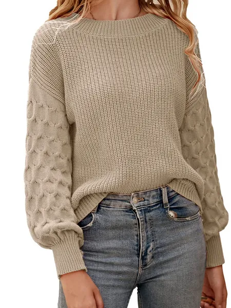 TEEK - Pullover Crewneck Loose Chunky Knit Sweater