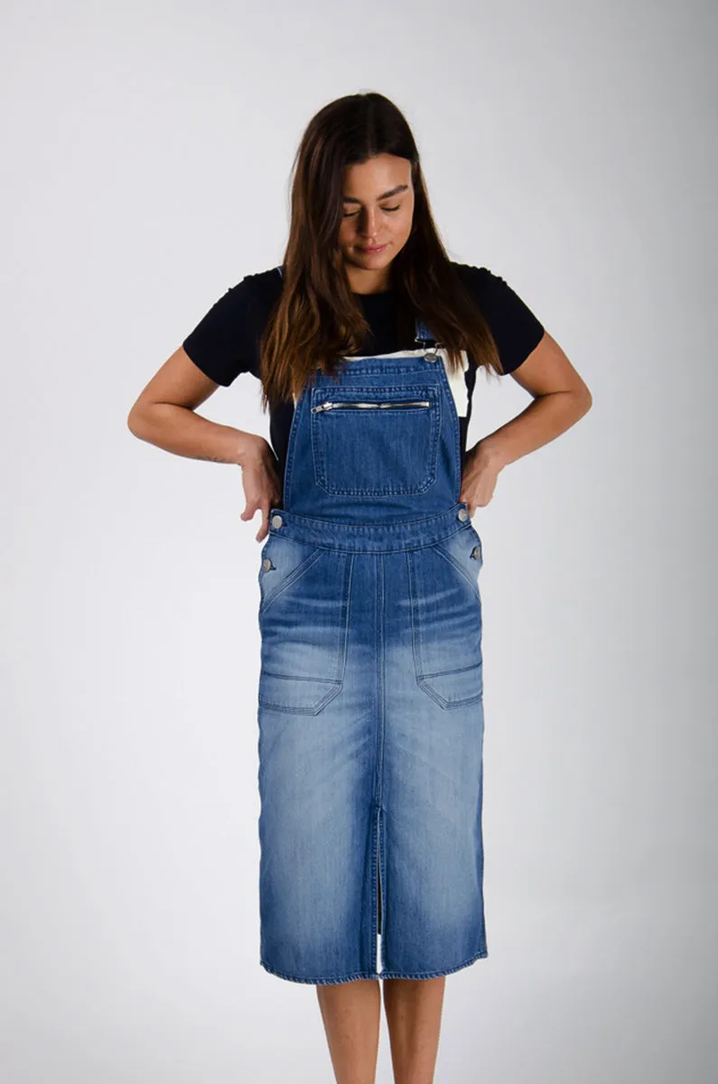 The #2002 womens pinafore overall - Washed Denim