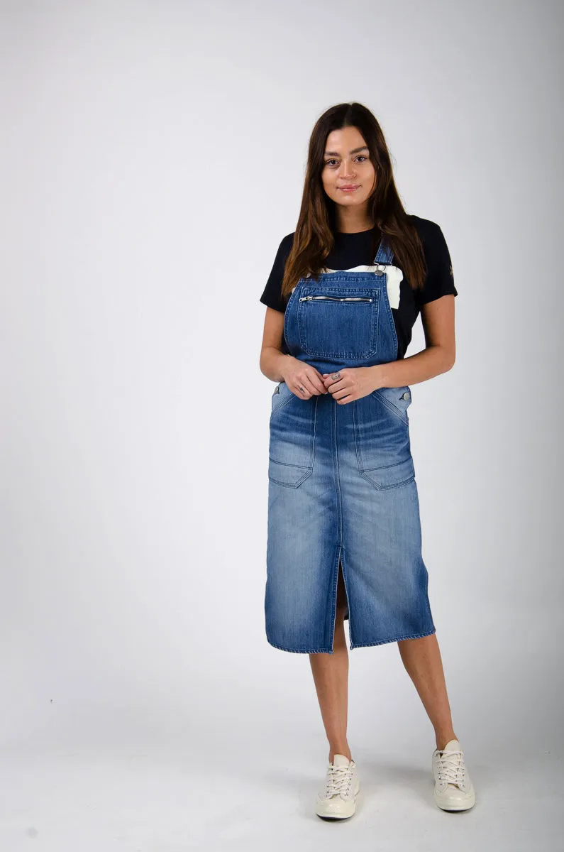 The #2002 womens pinafore overall - Washed Denim