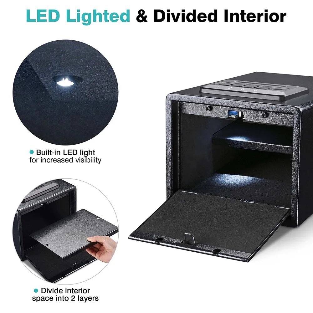 TheLAShop Biometric Digital Gun Pistol Drawer Safe Box Fingerprint