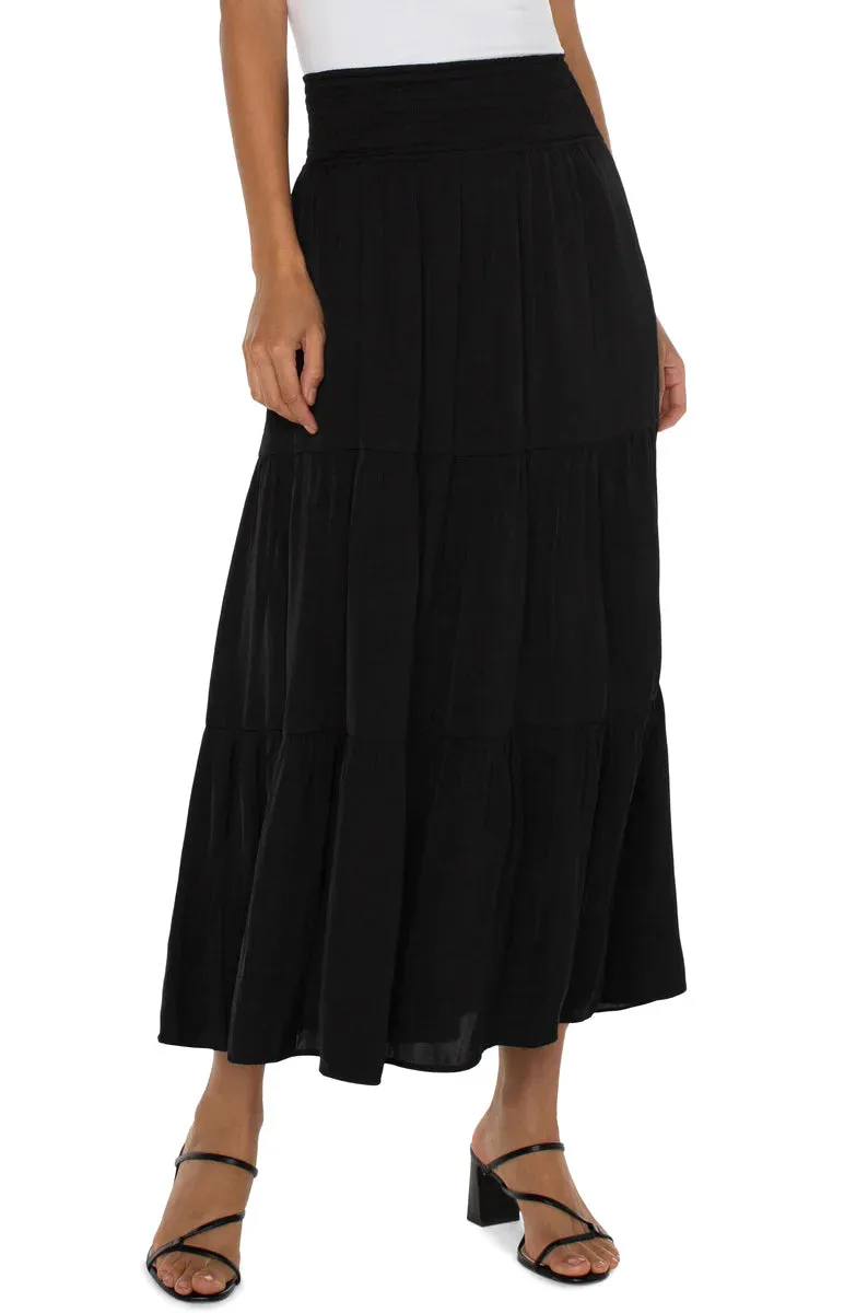 TIERED WOVEN MAXI SKIRT