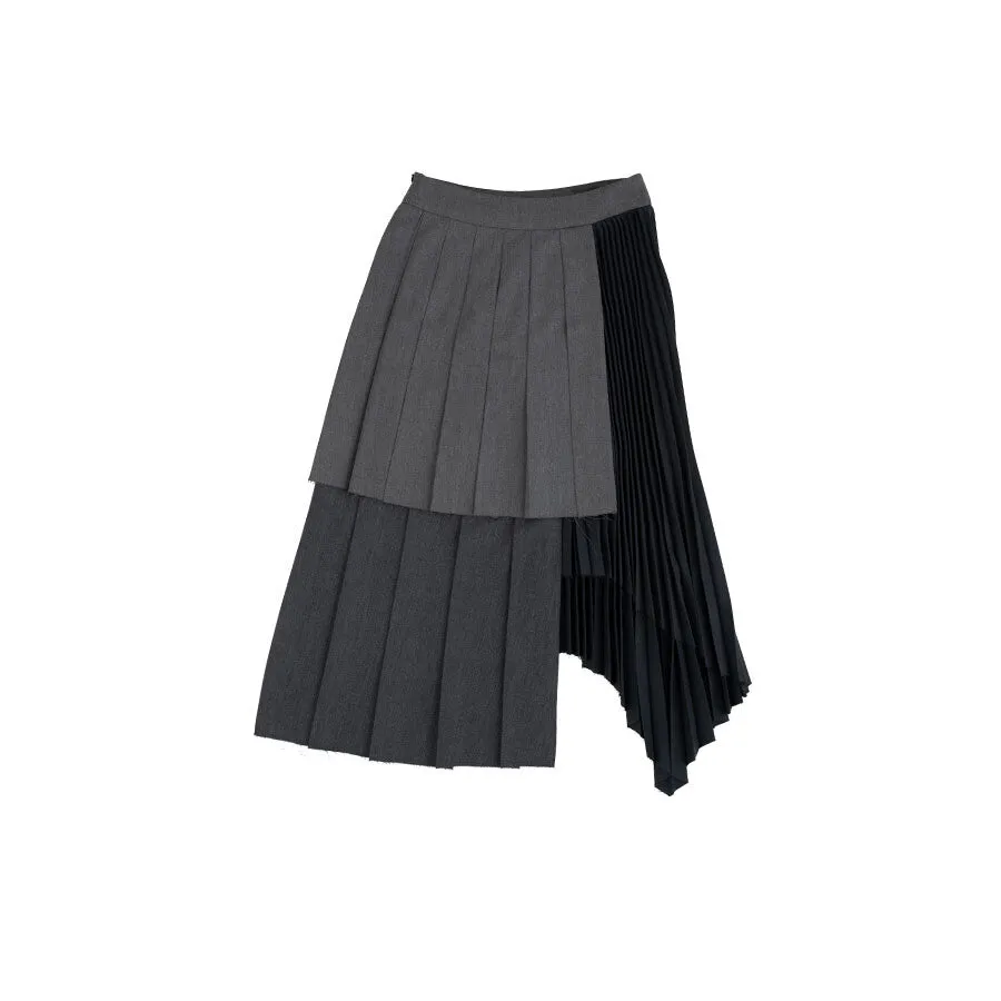 Tone on tone pleated mix skirt