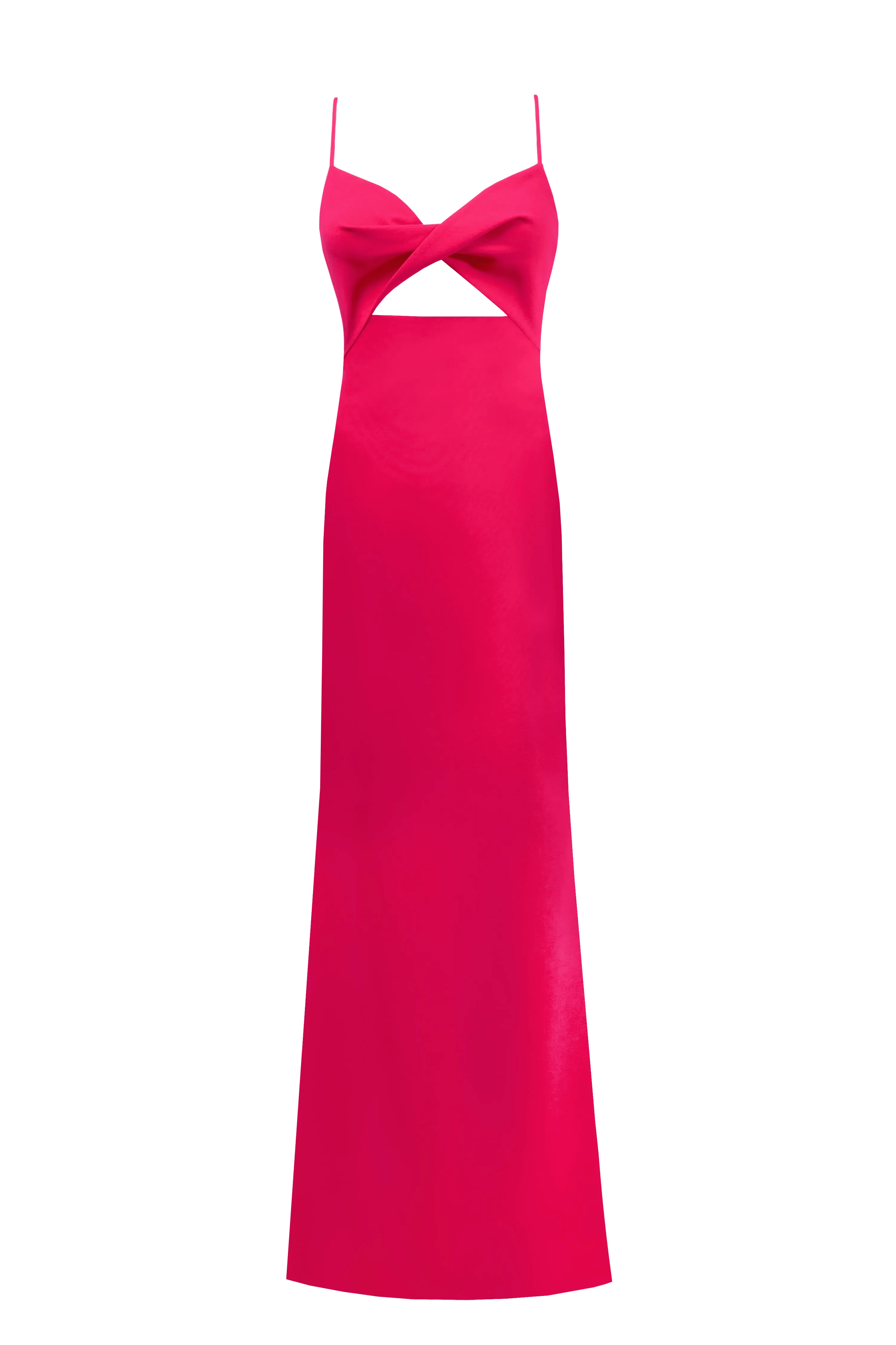 Twisted cutout fuchsia bodice maxi dress