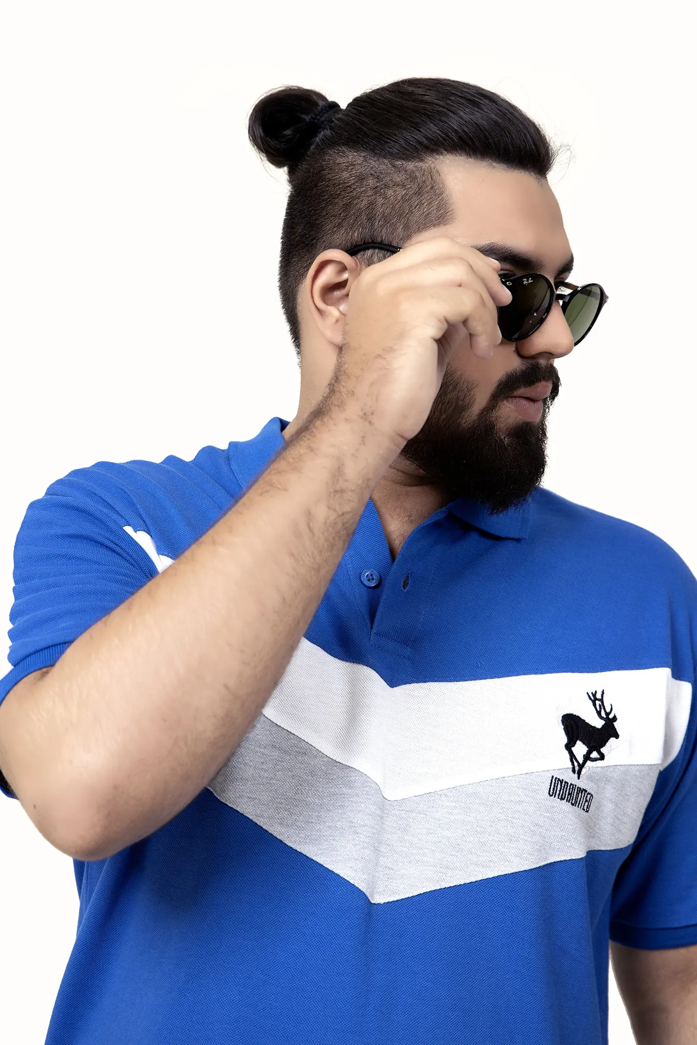 V-Stripe Blue Polo (Plus Size) - A20 - MP0006P