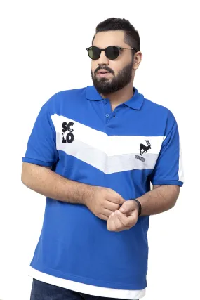 V-Stripe Blue Polo (Plus Size) - A20 - MP0006P