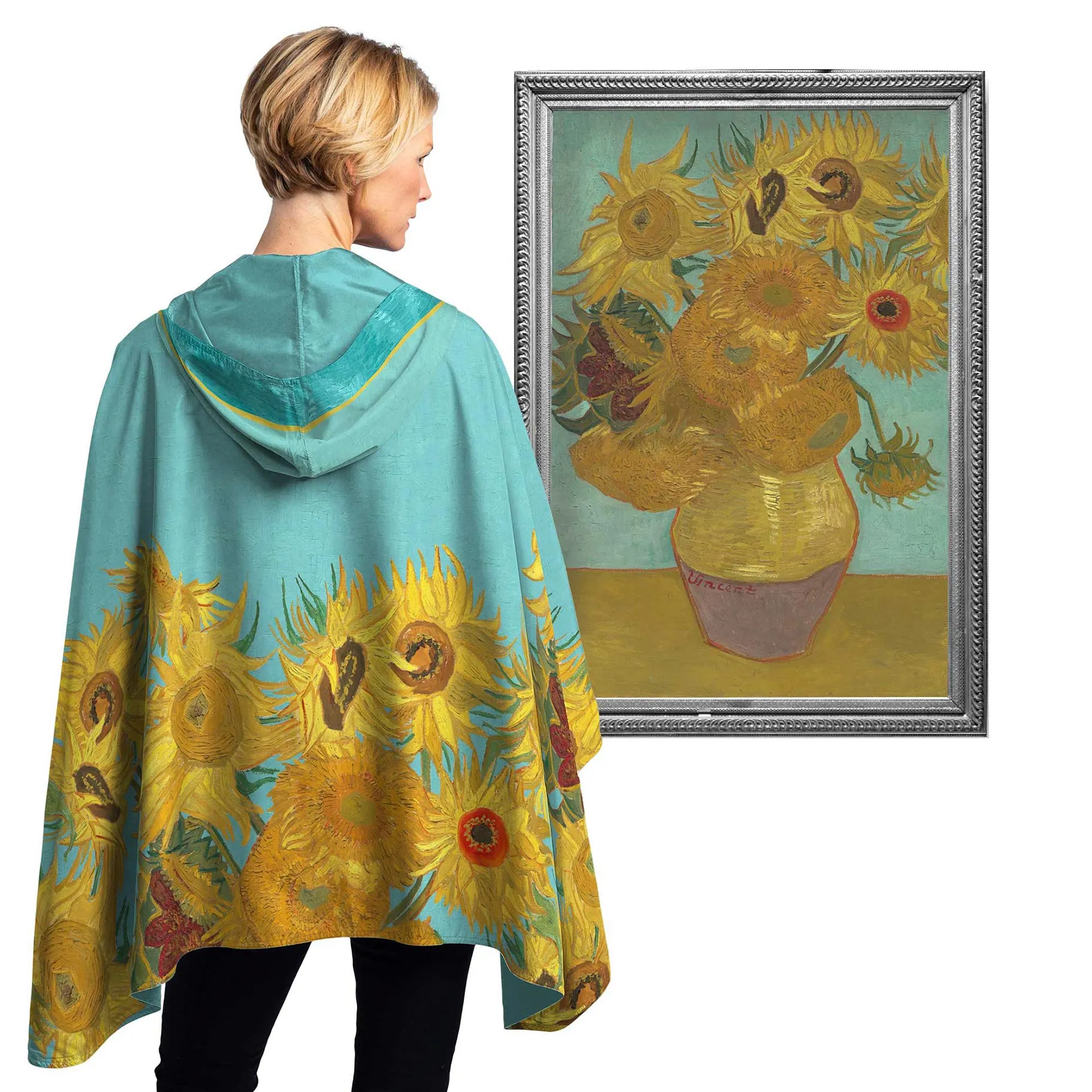 van Gogh Sunflowers Womens Rain Cape - Rainproof Breathable Rain Poncho