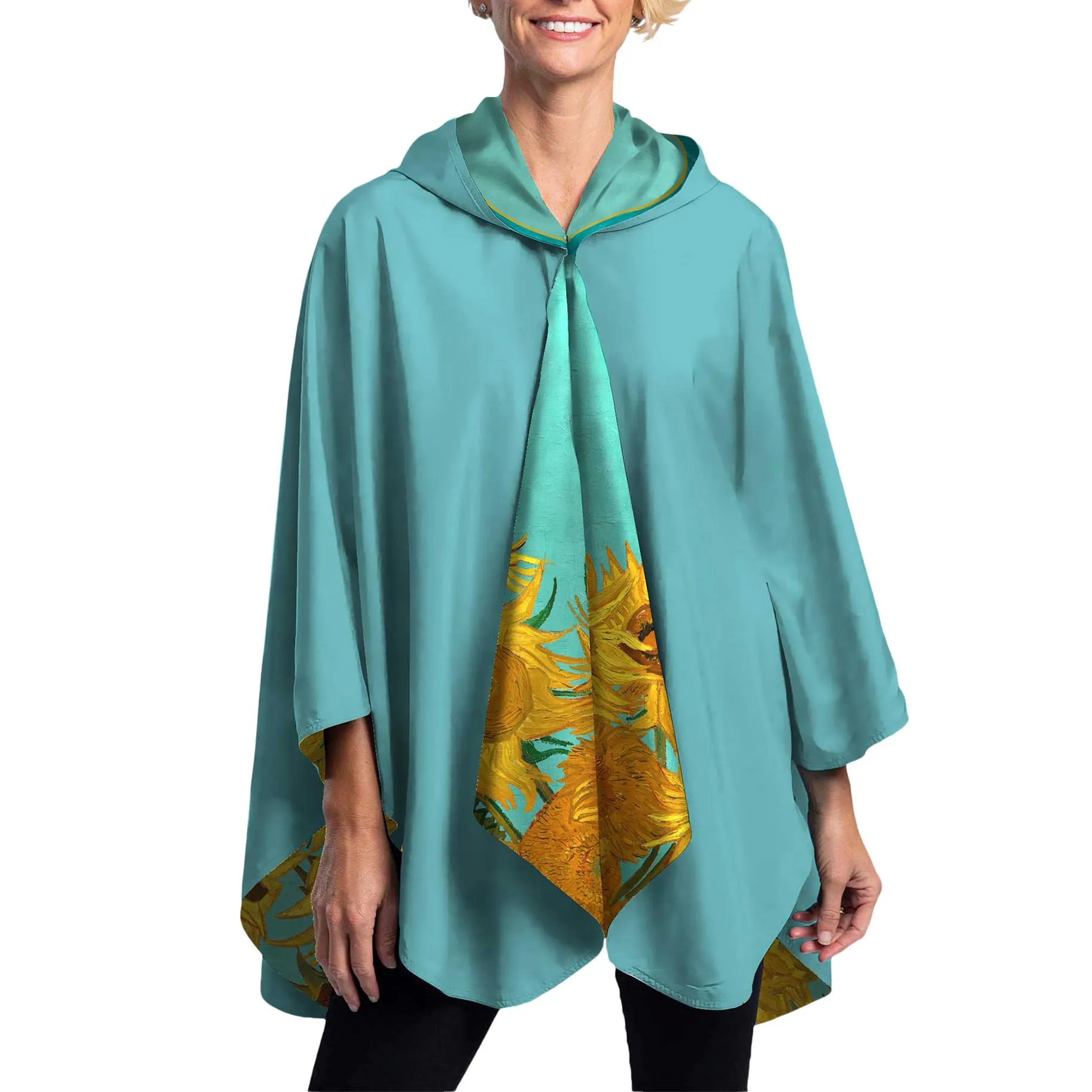 van Gogh Sunflowers Womens Rain Cape - Rainproof Breathable Rain Poncho