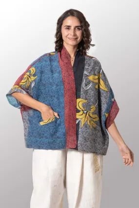 VINTAGE COTTON KANTHA MINI PONCHO - cv2060-0003a -