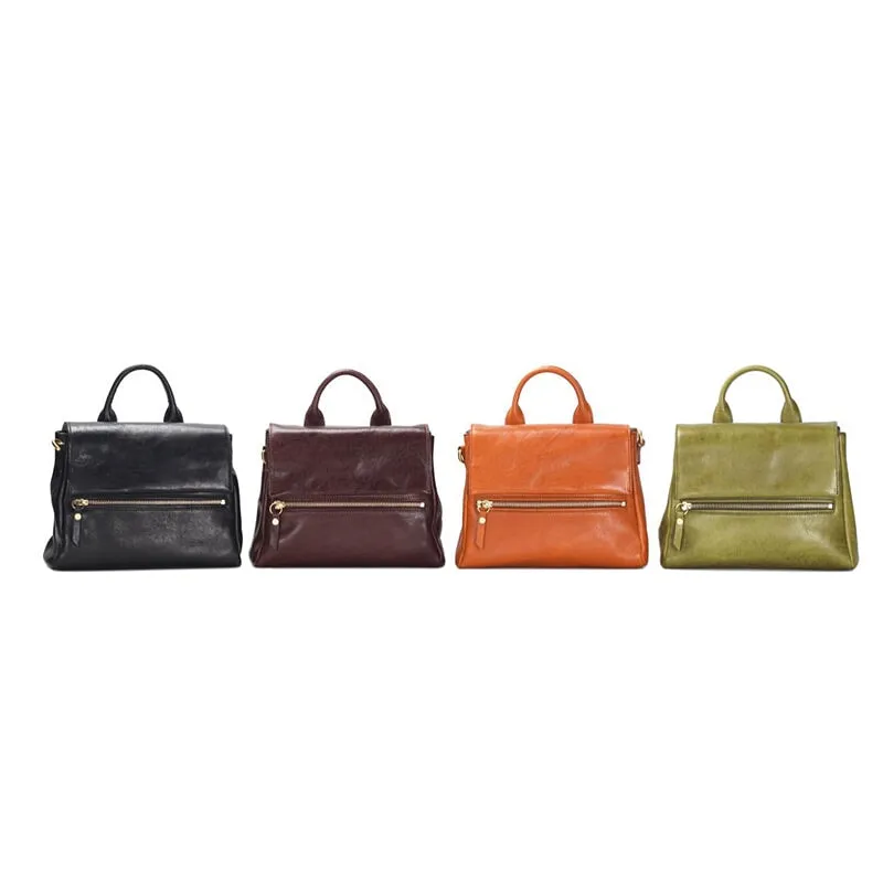 Vintage Design Vegetable Tanned Leather Shoulder Bag for Women's Business Bag