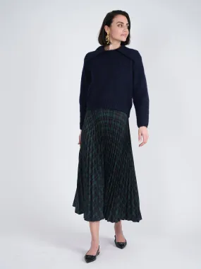 Viva K Accordion Pleated Plaid Midi Skirt