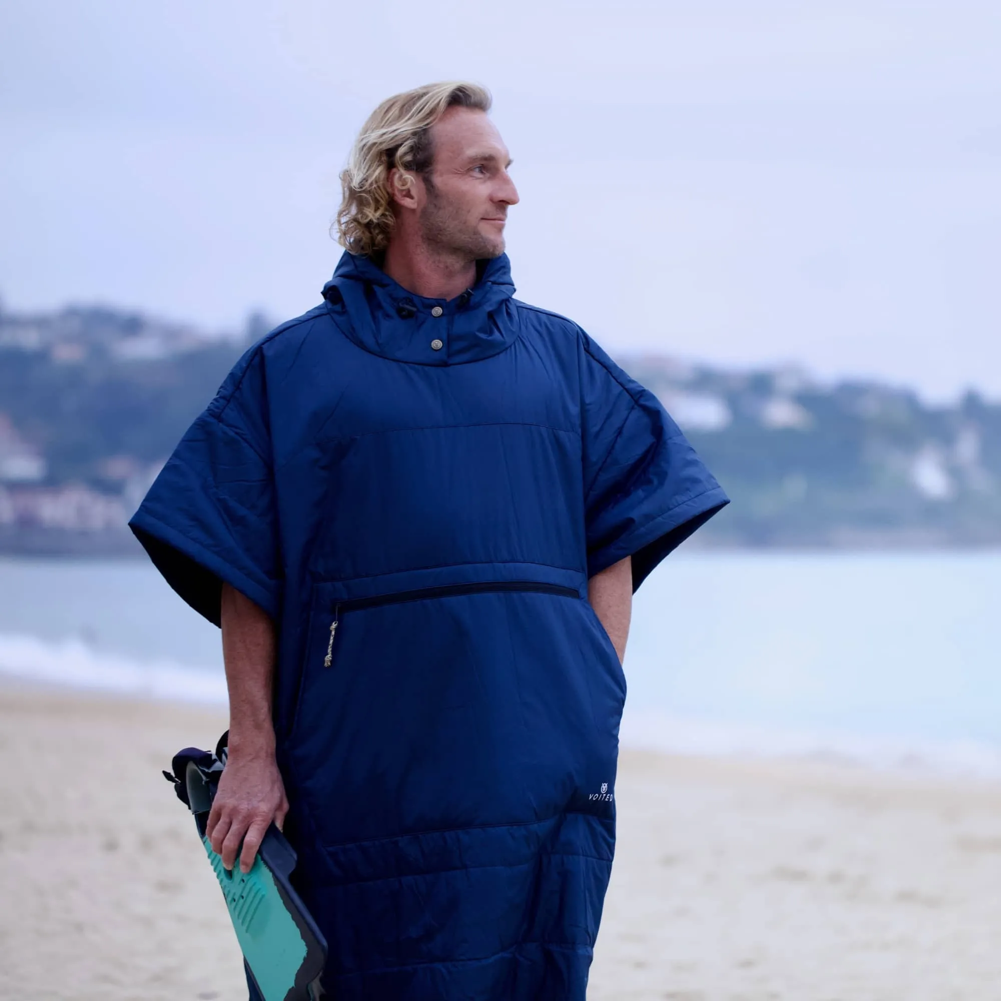 VOITED Original Outdoor Poncho for Surfing, Camping, Vanlife & Wild Swimming - Ocean Navy