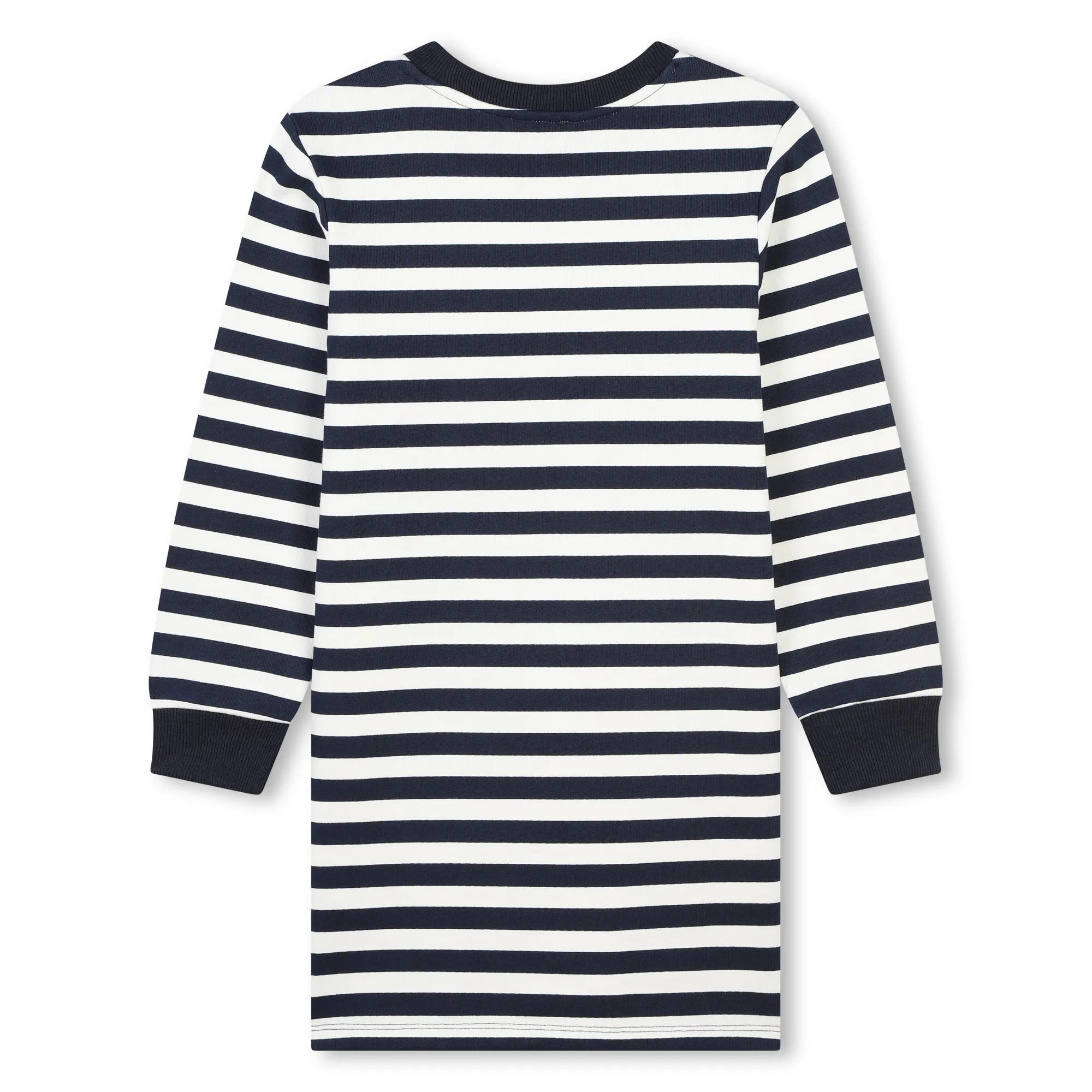 White/Navy Logo Stripes Dress