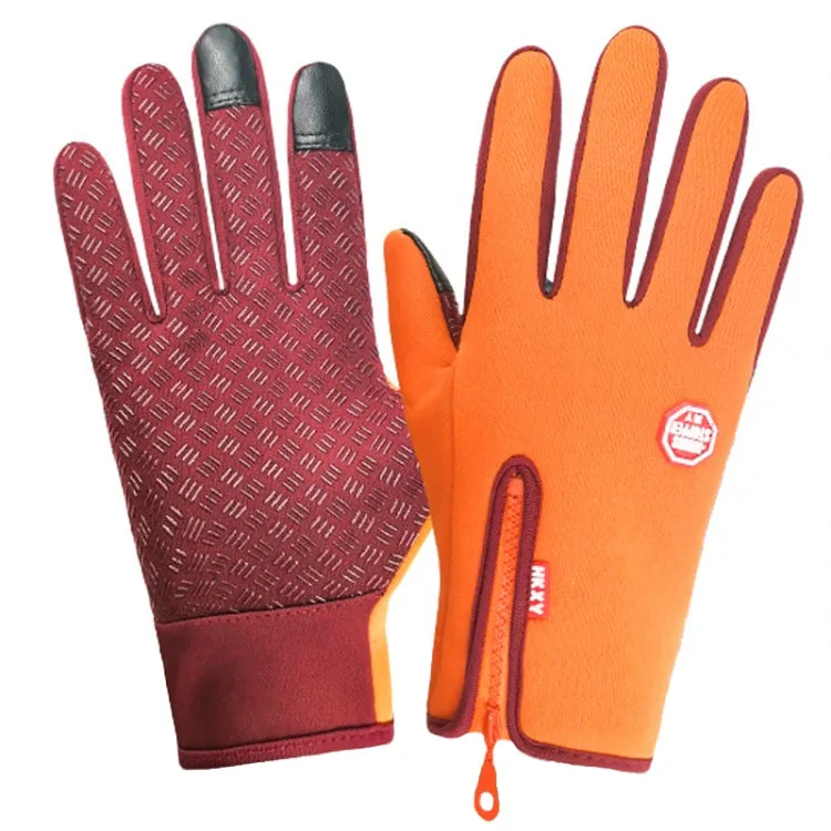 Winter Outdoor Riding Sports Waterproof Touch Screen Glove, Size: M(H043 Orange)