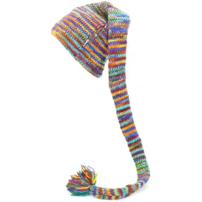 Wool Knit 'Tinky Winky' Tail Beanie Hat - Rainbow SD