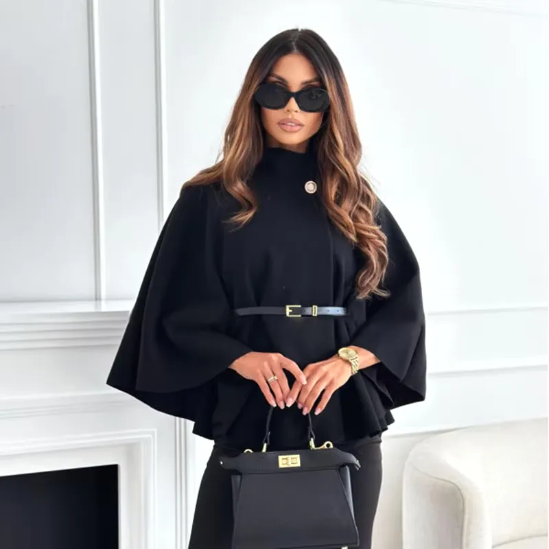 Woolen Cape Poncho for Trendy Autumn Layers