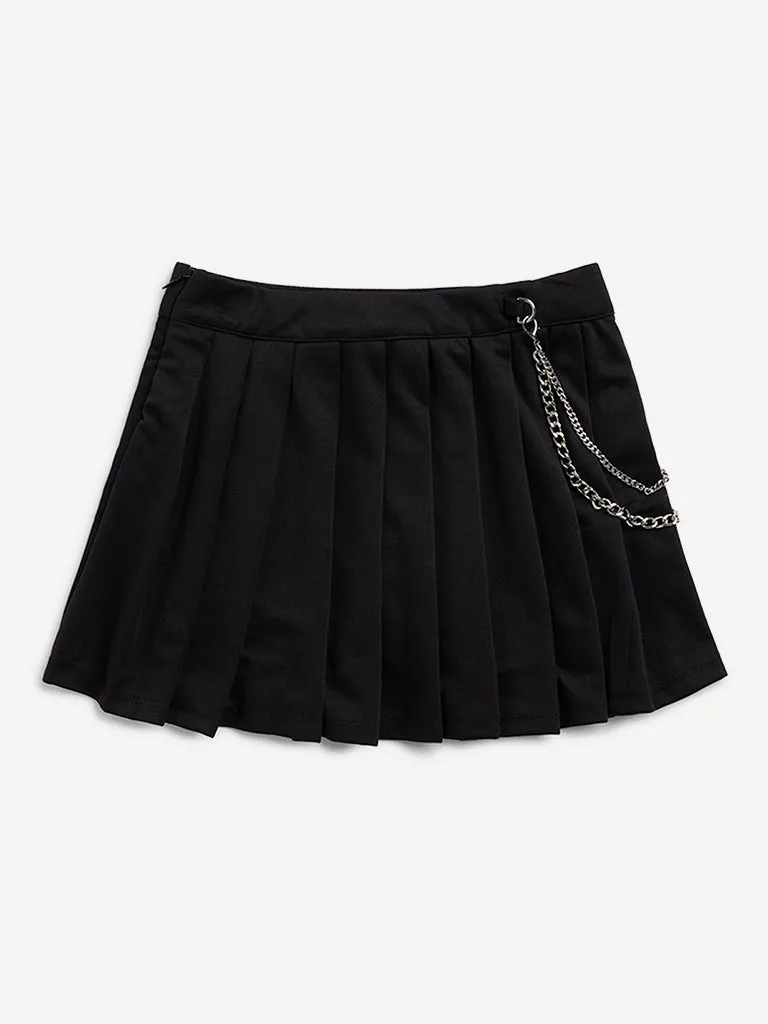 Y&F Kids Black Pleated High-Rise Skirt