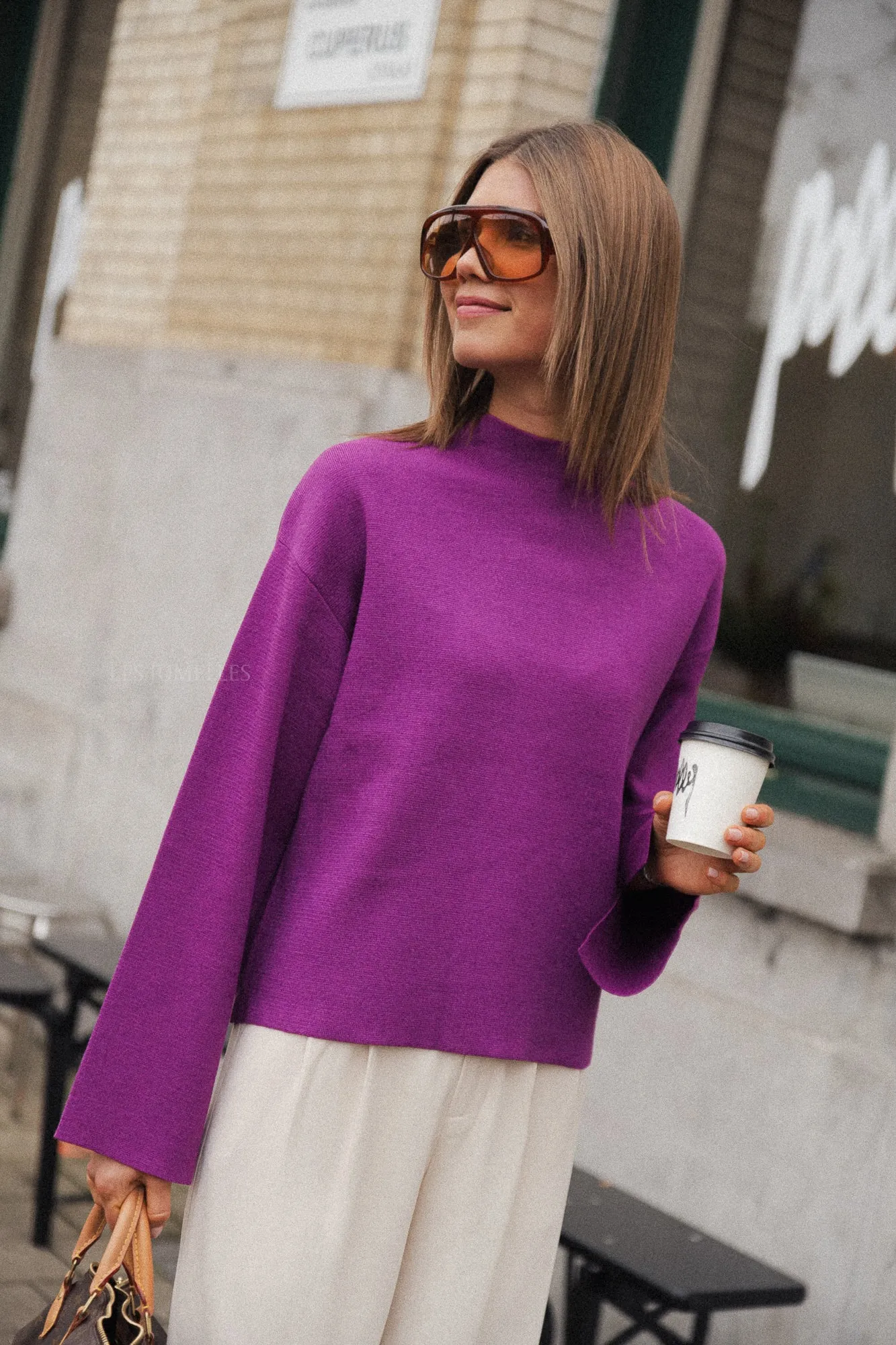 YASCastor LS knit pullover wild aster