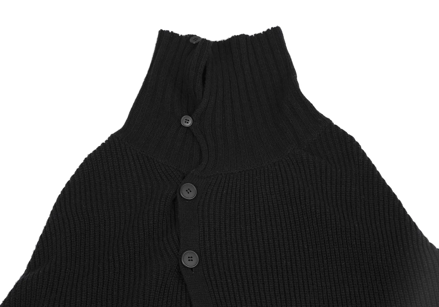 YOHJI YAMAMOTO JAPAN. Y's  RISMAT by Y's. Black Ribbed Knit Poncho Cardigan