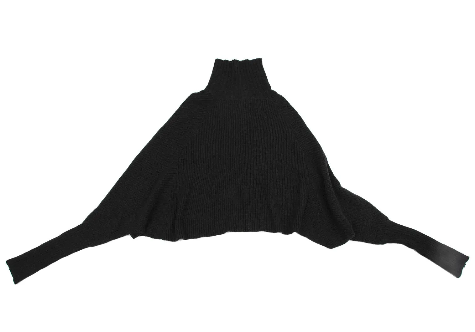 YOHJI YAMAMOTO JAPAN. Y's  RISMAT by Y's. Black Ribbed Knit Poncho Cardigan