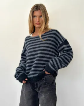 Zuleika Jumper in Charcoal Stripe